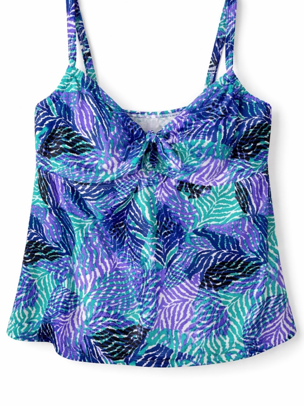 Swimsuits For All Shore Club Tropical Leaf Tankini Top Plus Size 20 Purple Blue